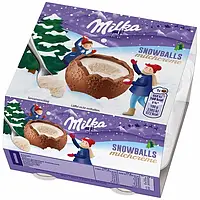 Фигурный шоколад молочный Milka «Snow Balls» («Сноу Боллс») в форме шара с кремовой молочной начинкой, 112г