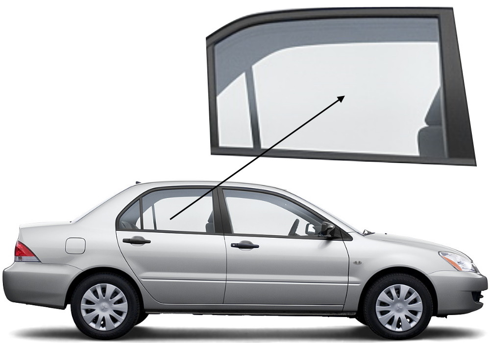 Бічне скло Mitsubishi Lancer 2003-2007 задніх дверей праве