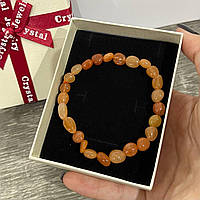 Подарок девушке - браслет из натурального камня Сердолик природная форма бусин размером 6-10 мм в коробочке