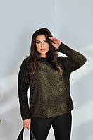 Теплый Вязаный женский свитер травка Ткань травка Размеры: 50-52, 54-56