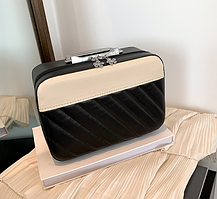 Органайзер для косметики чорний, кейс-косметичка каркасний великий на блискавці з ручкою і дзеркалом  23х15х10 см