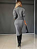 Сірий жіночий повсякденний теплий в'язаний костюм двостороння ангора: Спідниця нижче колін і Светр із коміром, фото 5