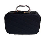 Органайзер для косметики чорний, кейс-косметичка каркасний великий на блискавці з ручкою і дзеркалом 21х13х7 см, фото 4