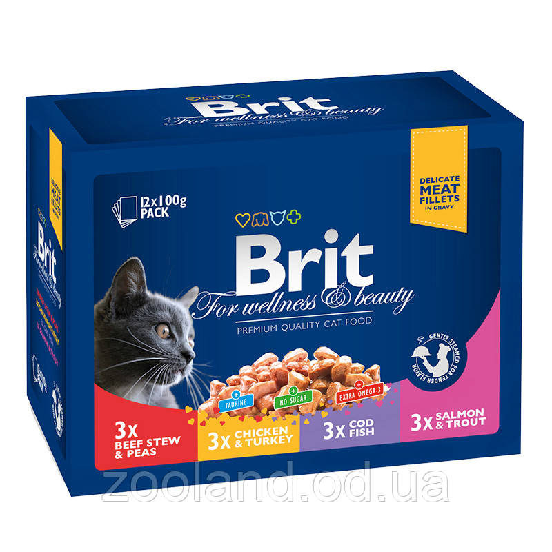 6255 Акція Brit Premium Pouch Cat Ассорти Семейное 4 вкуса, 12*85 гр