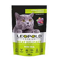 Вологий корм Леопольд Premium для котів М'ясні делікатеси з телятиною 100г х 24шт