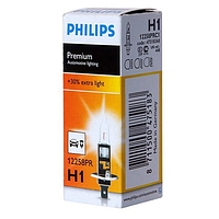Лампа галогеновая автомобильная H1 55W 12V P14.5s Premium Philips 12258PRC1
