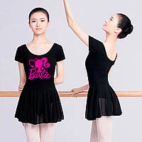 Купальник для танцев черный с юбкой шифон Барби 140-146