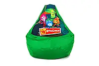Детское бескаркасное кресло мешок груша Fiksikil Фиксики 90х60, зеленое