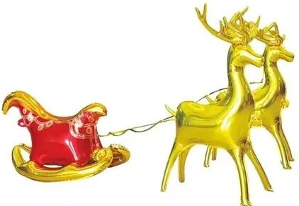 Набір з трьох стоячих фольгованих повітряних куль Сані з Оленями великі