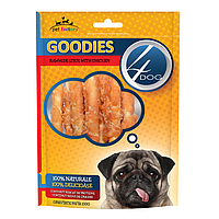 Ласощі для собак 4DOG Goodies Курячі палички з сирою шкіркою 100г Ласощі для собак 4DOG Goodies Курячі