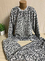 Пижама детская для девочки Зайцы,теплая,вельсофт, рваная махра размер 92-140 146