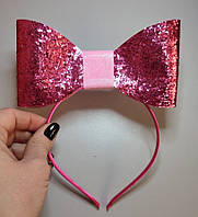 Рожевий великий бант на обручі Рожевий великий бант на обідку 250 грн