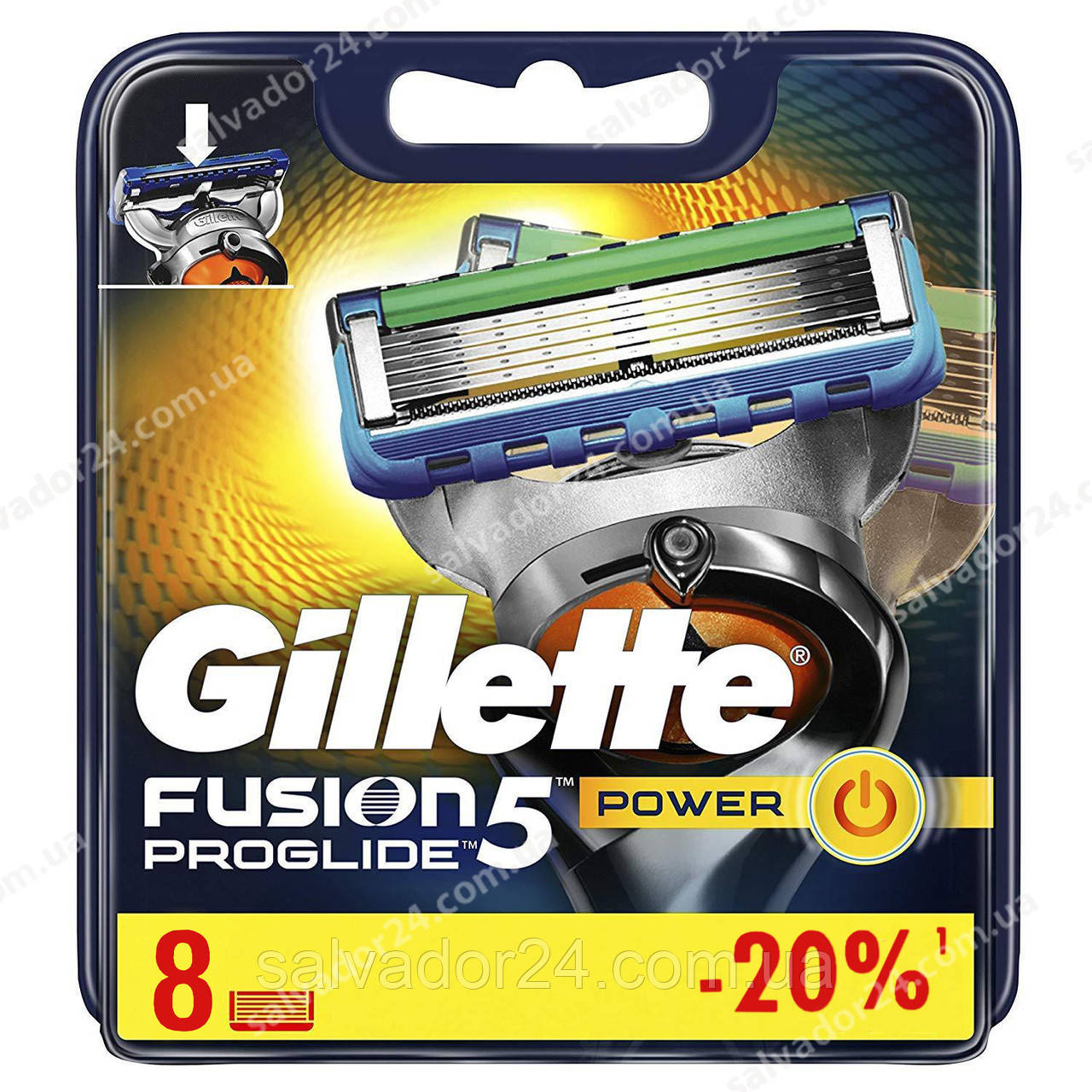 Gillette Fusion Proglide Power 8 шт. в пакованні змінні касети для гоління, оригінал