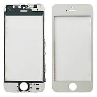 Скло дисплея Apple iPhone 5S, iPhone SE біле з OCA плівкою та рамкою