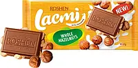 Шоколад Roshen Lacmi молочного з цілими лісовими горіхами