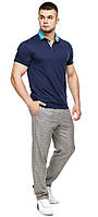 Легкая футболка поло мужская цвет темно-синий-голубой модель 6285