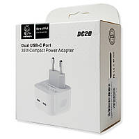 Мережевий адаптер Denmen DC20 35W 2 USB-C білий