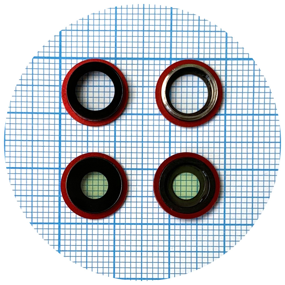 Скло камери Apple iPhone 12, iPhone 12 Mini з червоним кільцем - 2 шт, фото 1