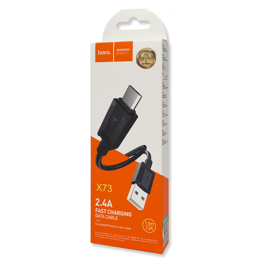 Кабель зарядки Hoco X73 USB to Micro USB 2.4A 1m чорний