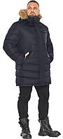 Куртка мужская чёрно-синяя с нашивкой модель 49718