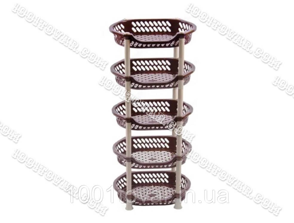Пластикова етажерка LUX на 5 ярусів, шоколадно-кавова., фото 1