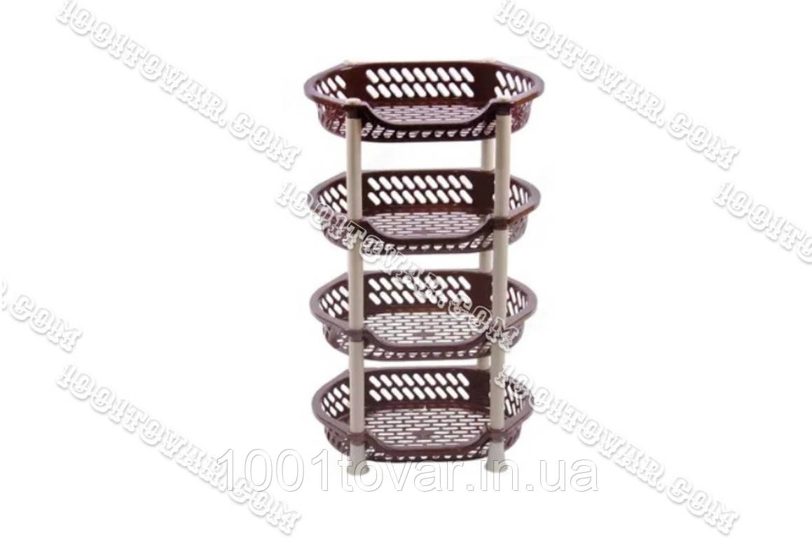 Пластикова етажерка LUX на 4 яруси, коричнево-кавова, фото 1