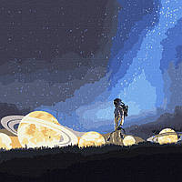 Картина по номерам "Путешествие на луну с красками металлик" Идейка KHO9549 50х50см lt