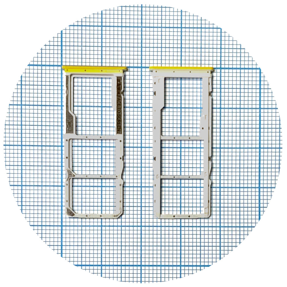 Лоток SIM карти Xiaomi Redmi 9T, Poco M3 жовтий на 2 SIM + MicroSD