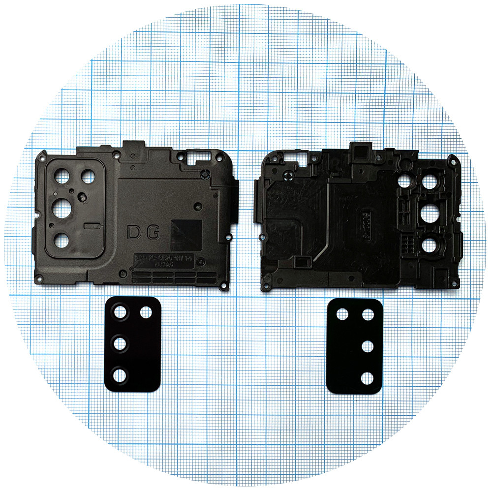 Скло камери Samsung Galaxy A02s A025F з рамкою чорне версія G, фото 1