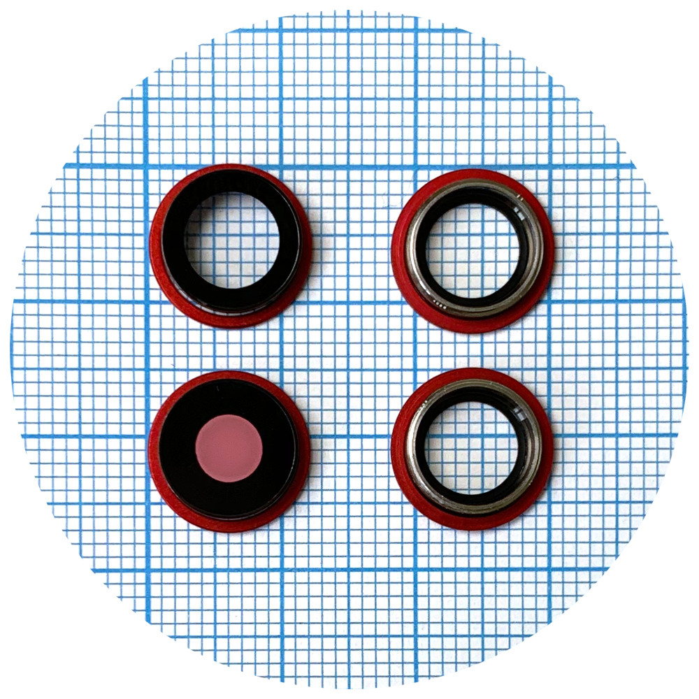 Скло камери Apple iPhone 11 (з червоним кільцем - 2 шт), фото 1