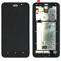 Дисплей (екран) Asus ZenFone 2 ZE550ML Z008D з сенсором чорний Original PRC із передньою панеллю