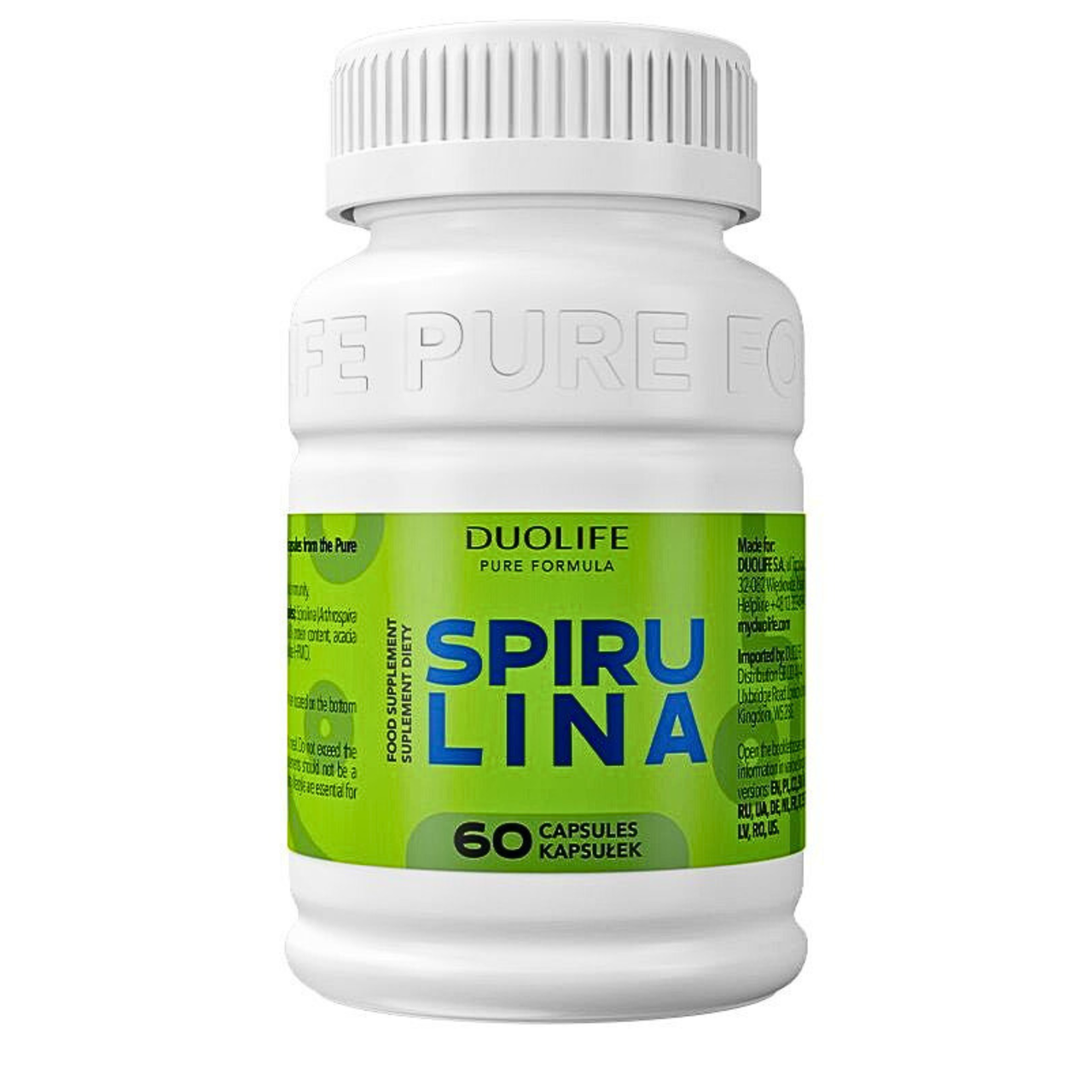 DuoLife Spirulina підтримка імунітету, підвищення енергії Спіруліна Дуолайф 60 кап.