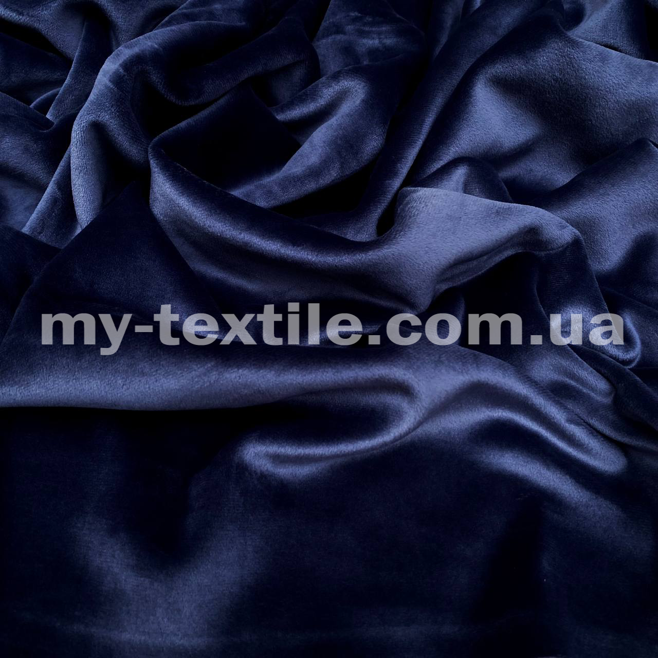 Тканина Велюр двосторонній плюшевий Темно-синій, фото 1