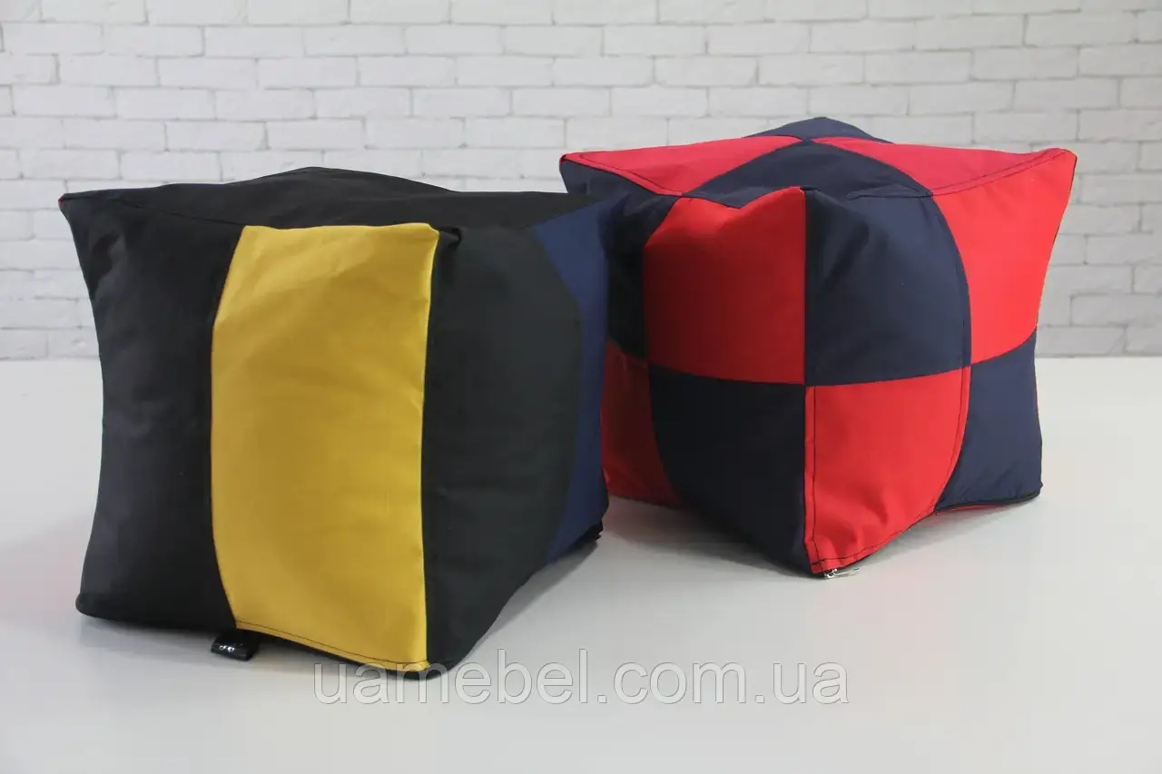 Дитяче безкаркасне крісло, пуф кубик Мозаїка, 35х35 різнобарвне