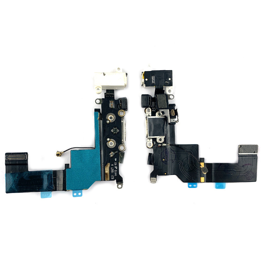 Шлейф Apple iPhone 5S з роз'ємом зарядки, з конектором навушників та мікрофоном білий Original 100%, фото 1