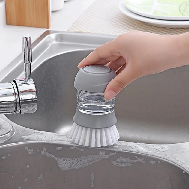 Щітка для посуду з дозатором для миючого засобу Cleaning Pot Brush з підставкою Уцінка