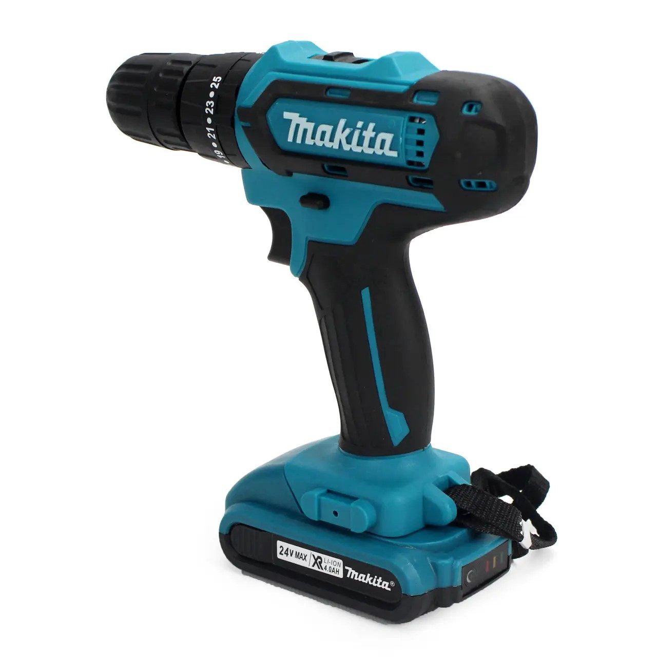 Шуруповерт ударный Makita 550DWE (24В,4Ач) увеличенный набор инструментов в кейсе - фото 2 - id-p2022106376