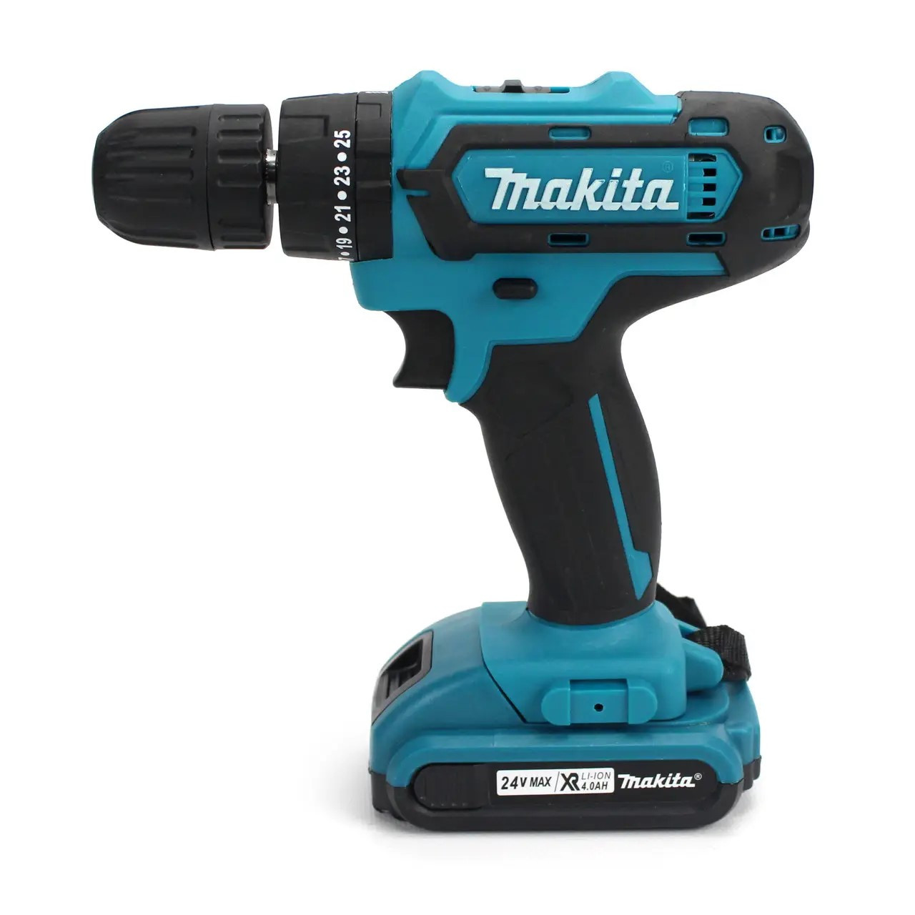 Шуруповерт ударный Makita 550DWE (24В,4Ач) увеличенный набор инструментов в кейсе - фото 3 - id-p2022106376