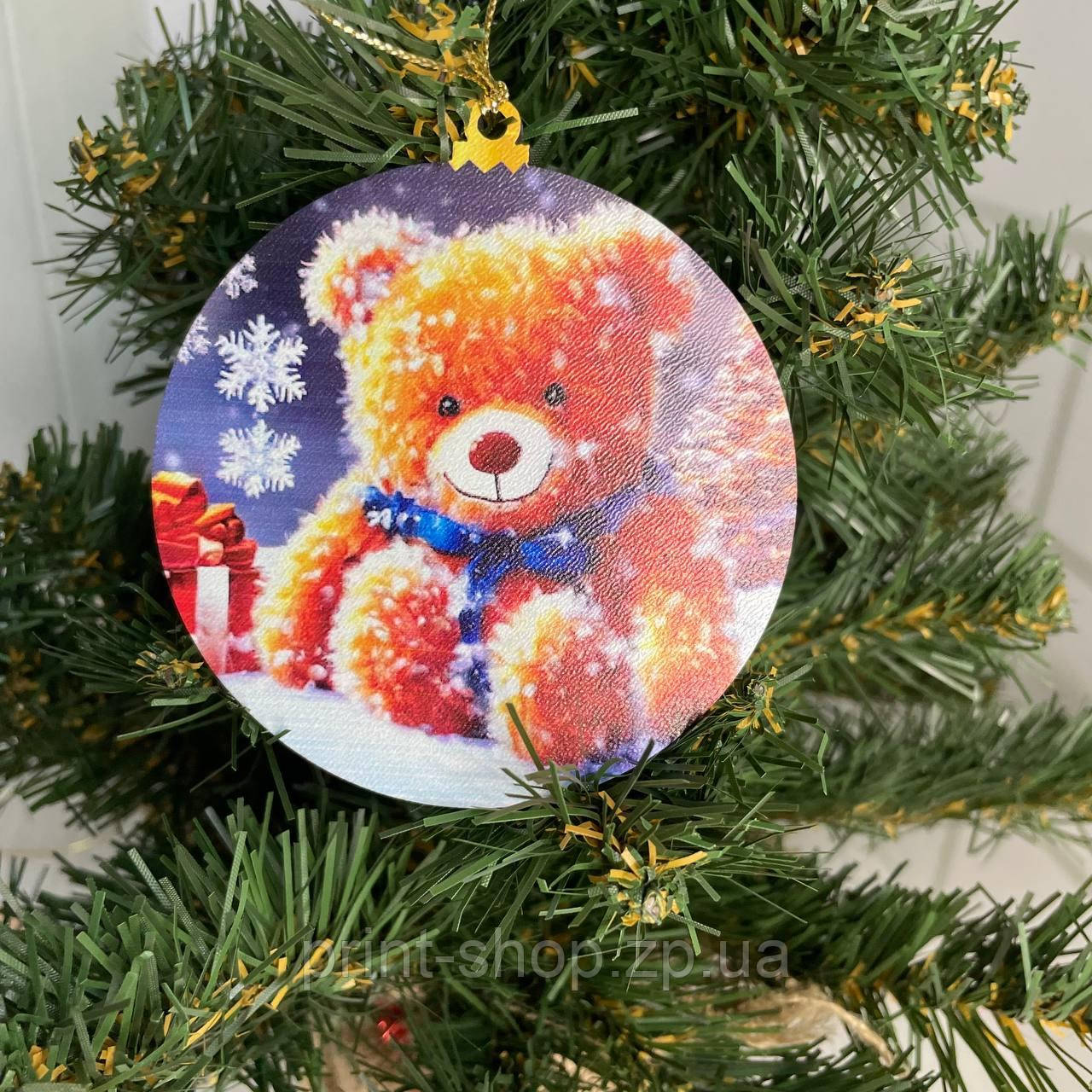 Новорічна іграшка на ялинку Еко іграшка "Медведик" Розмір 8,5 см, фото 1