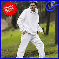 Чоловічий повсякденний костюм білого кольору з худі та штанами розміру oversize, костюми з капюшонами чоловічі