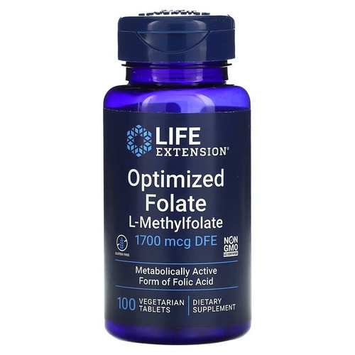 Life Extension Optimized Folate 1,700 mcg DFE 100 таблеток