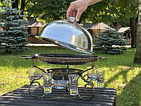 Садж Греція 36 см + 3 соусниці + 6 чарок. Без щипців.