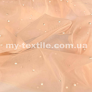 Сітка з перлами Світлий персиковий