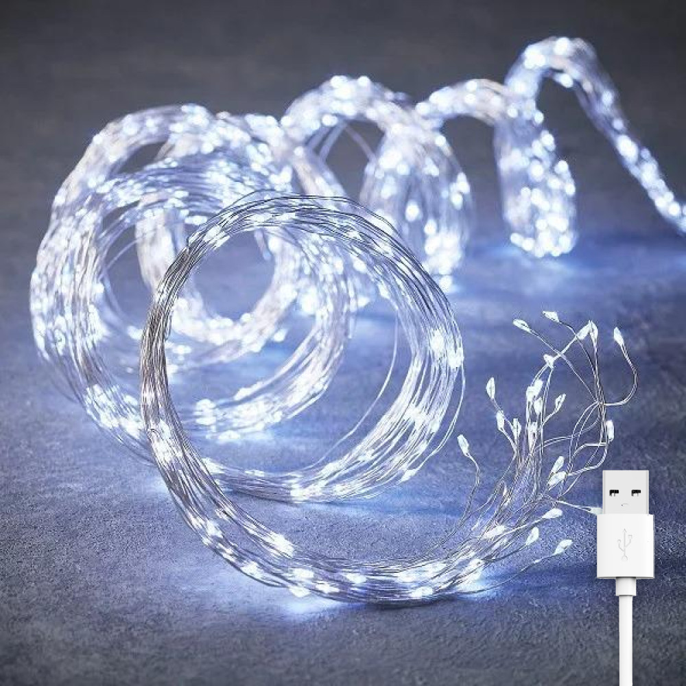 Світлодіодна гірлянда Кінський хвіст, 3м, 300 LED, 10 ниток, від USB, 8 режимів, IP44