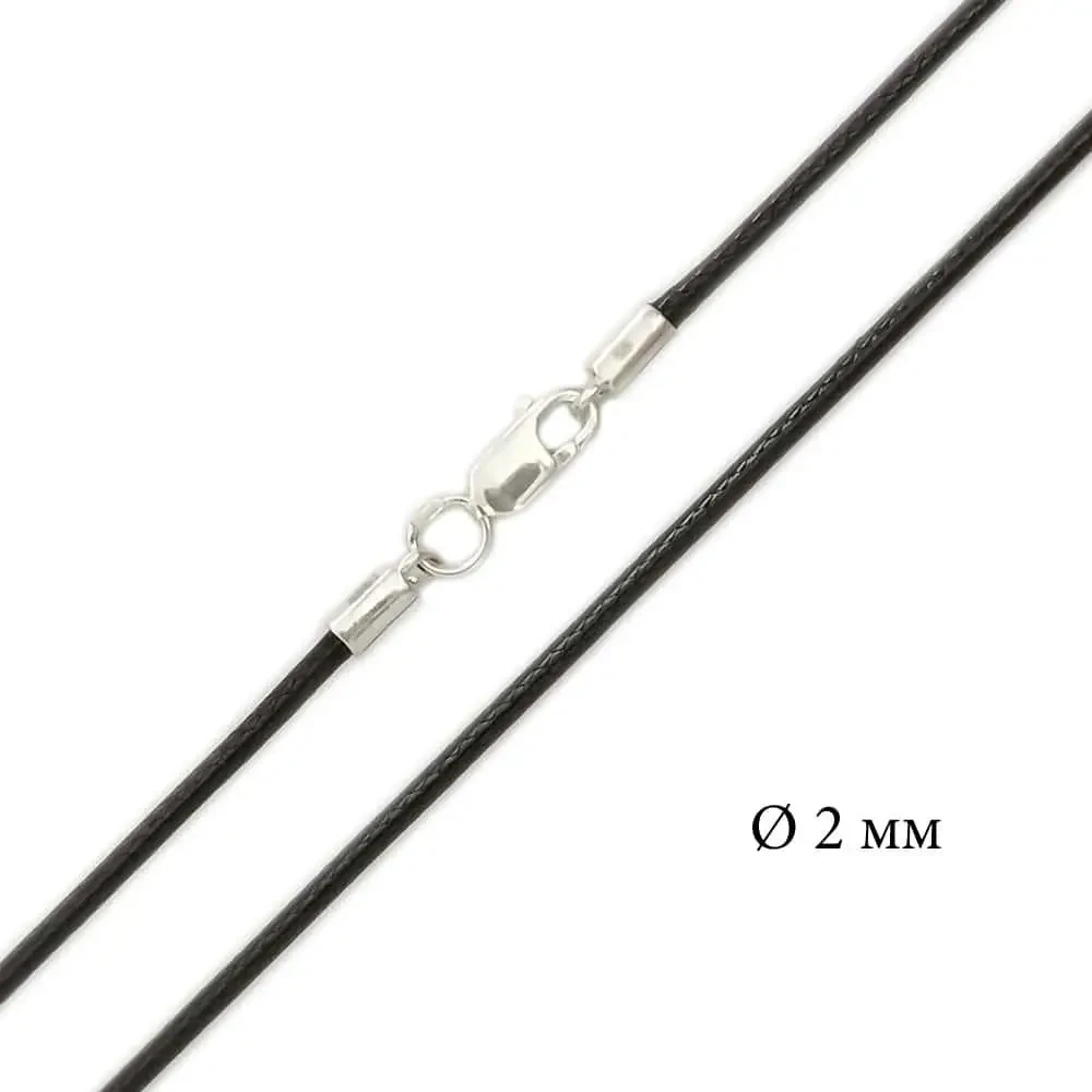 Ювелірний Лаковий шнурок з срібними вставками, 2 мм 1462