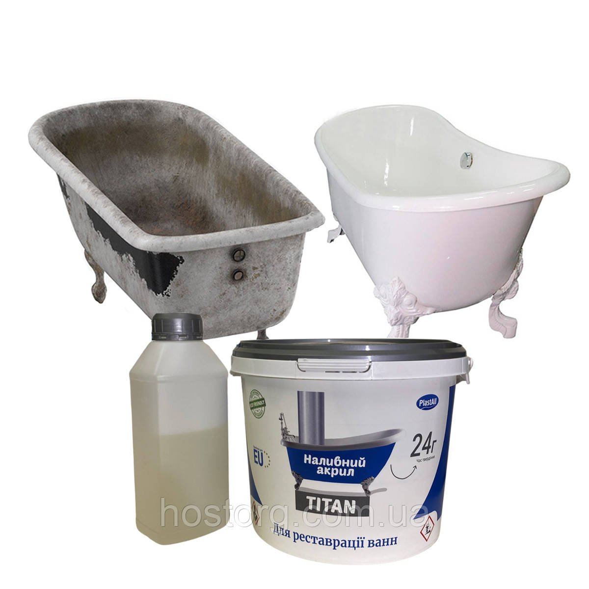 Наливний рідкий акрил для реставрації ванн Пластол Титан (Plastall Titan) 1.7 м