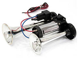 Сигнал повітряний 12v 2 дудки хром SL1020 220мм "ELEGANT"