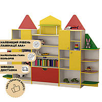 Стенка большая для детских игрушек Домик и этажерка в детскую игровую для игрушек и книг и стенка прямая