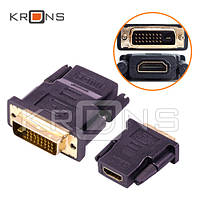 Адаптер DVI-I (24+5) - HDMI, папа-мама, переходник, позолоченный kr