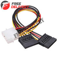 Переходник IDE Molex - 2x Sata 15pin для питания жестких дисков kr